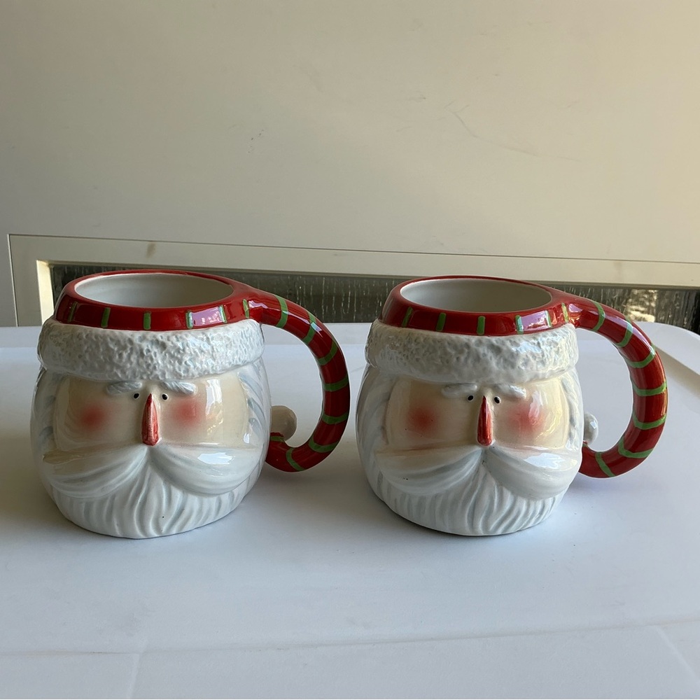 Santa Claus Coffee Mug Set of 2 Christmas Ceramic Mugs New